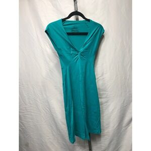 Patagonia Womens XS V Neck Twist Front Cap Sleeve Dress Teal
